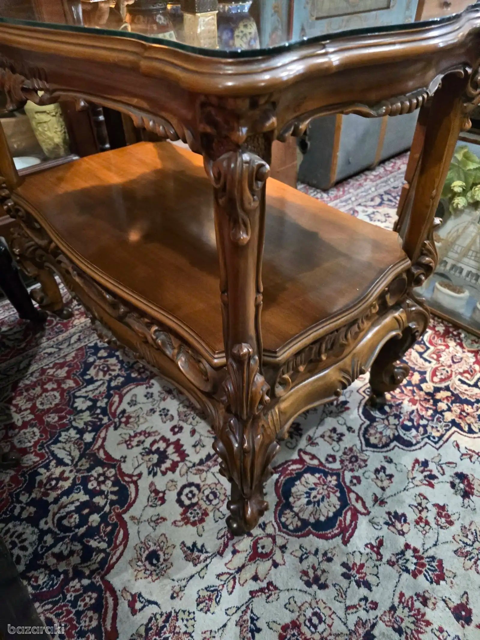 Antique gorgeous and dynamic barocco, with wheels drawer,mahogany wooden trolley