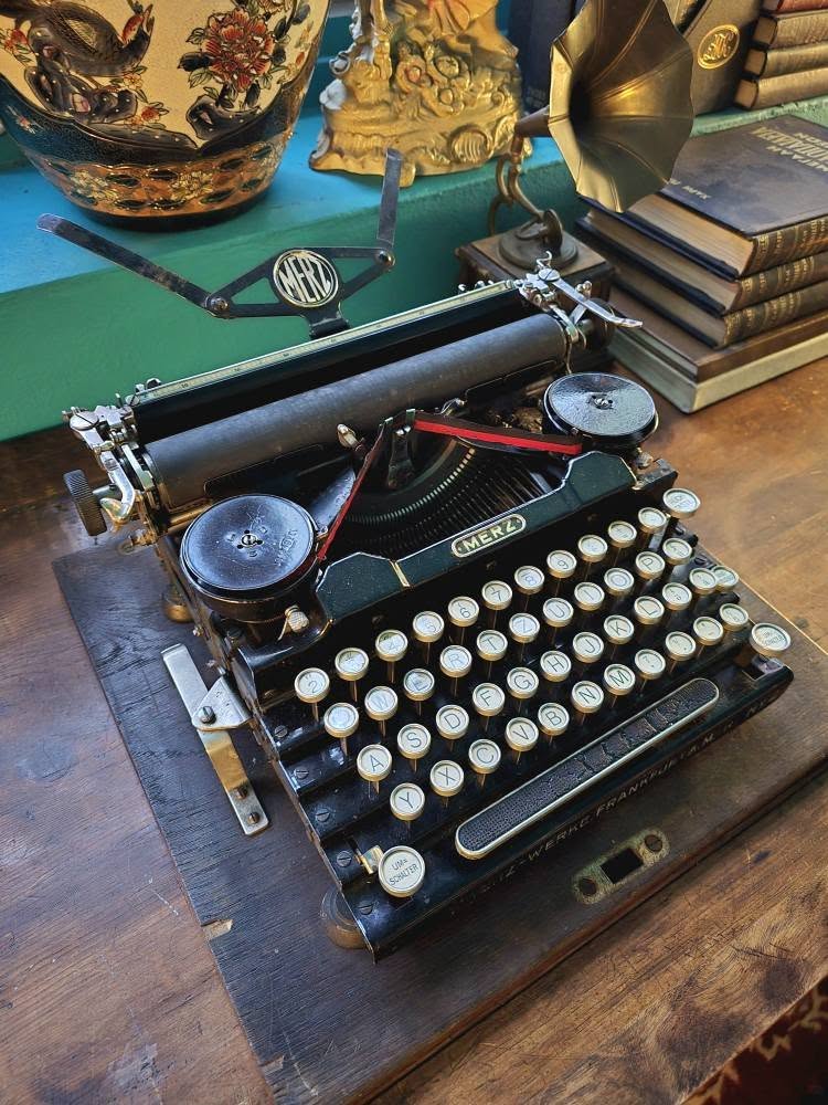 Antique rare 1920's Merz typewriter with case