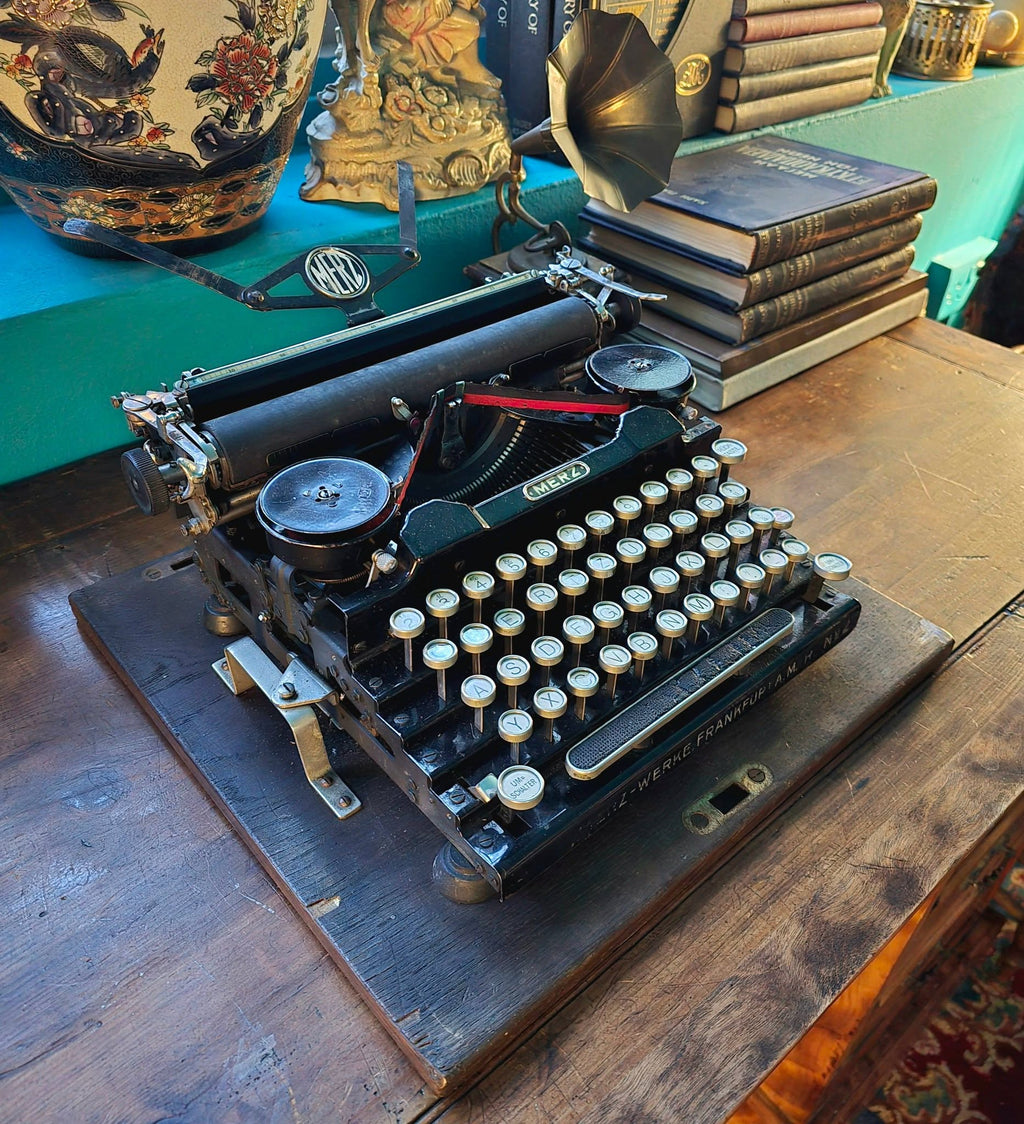 Antique rare 1920's Merz typewriter with case
