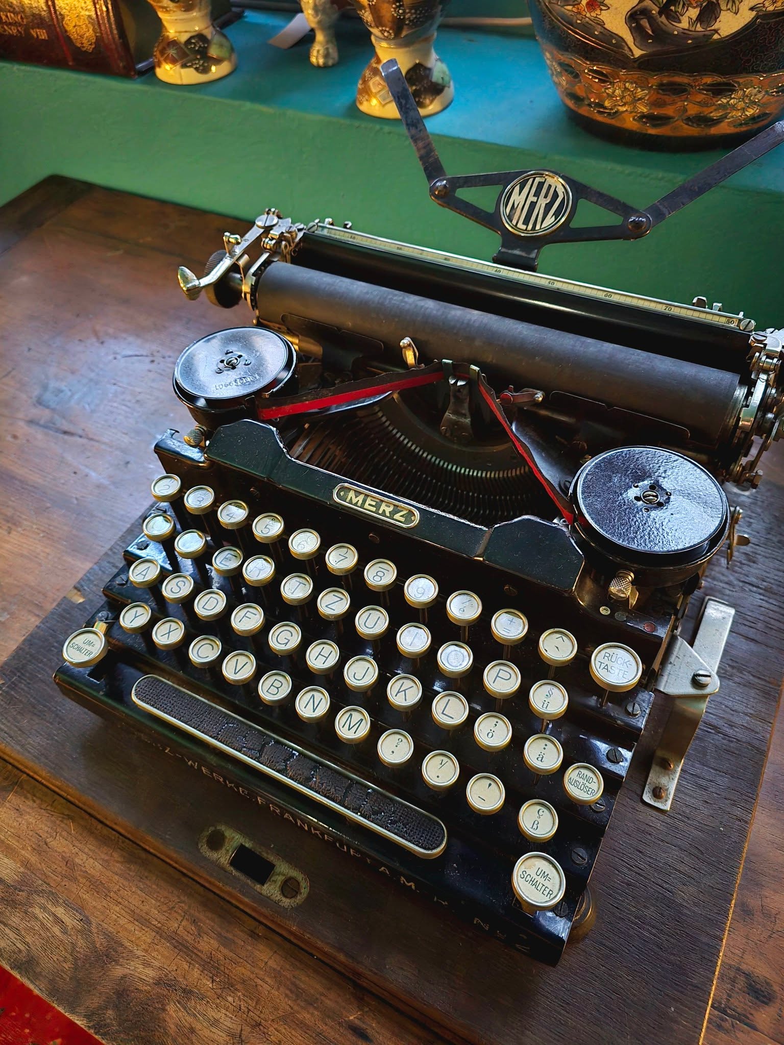 Antique rare 1920's Merz typewriter with case
