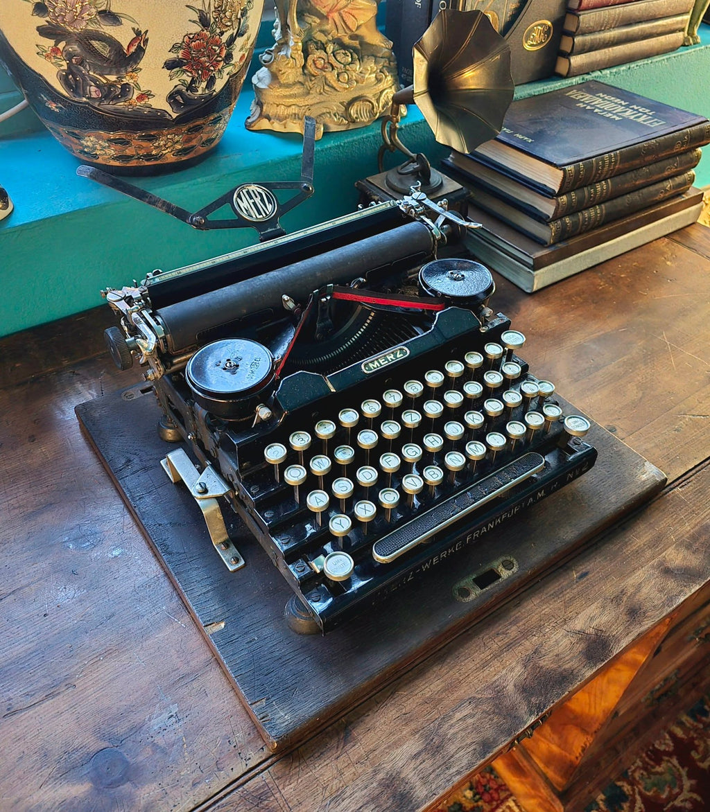 Antique rare 1920's Merz typewriter with case