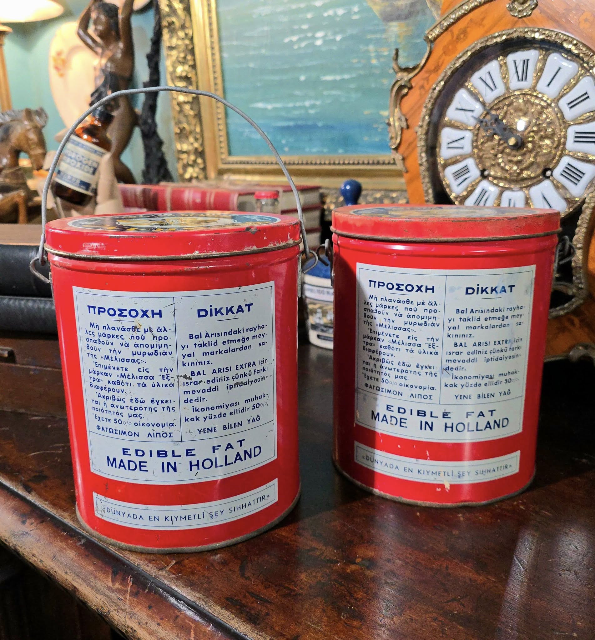 Vintage large Bee brand "Μέλισσα" tins