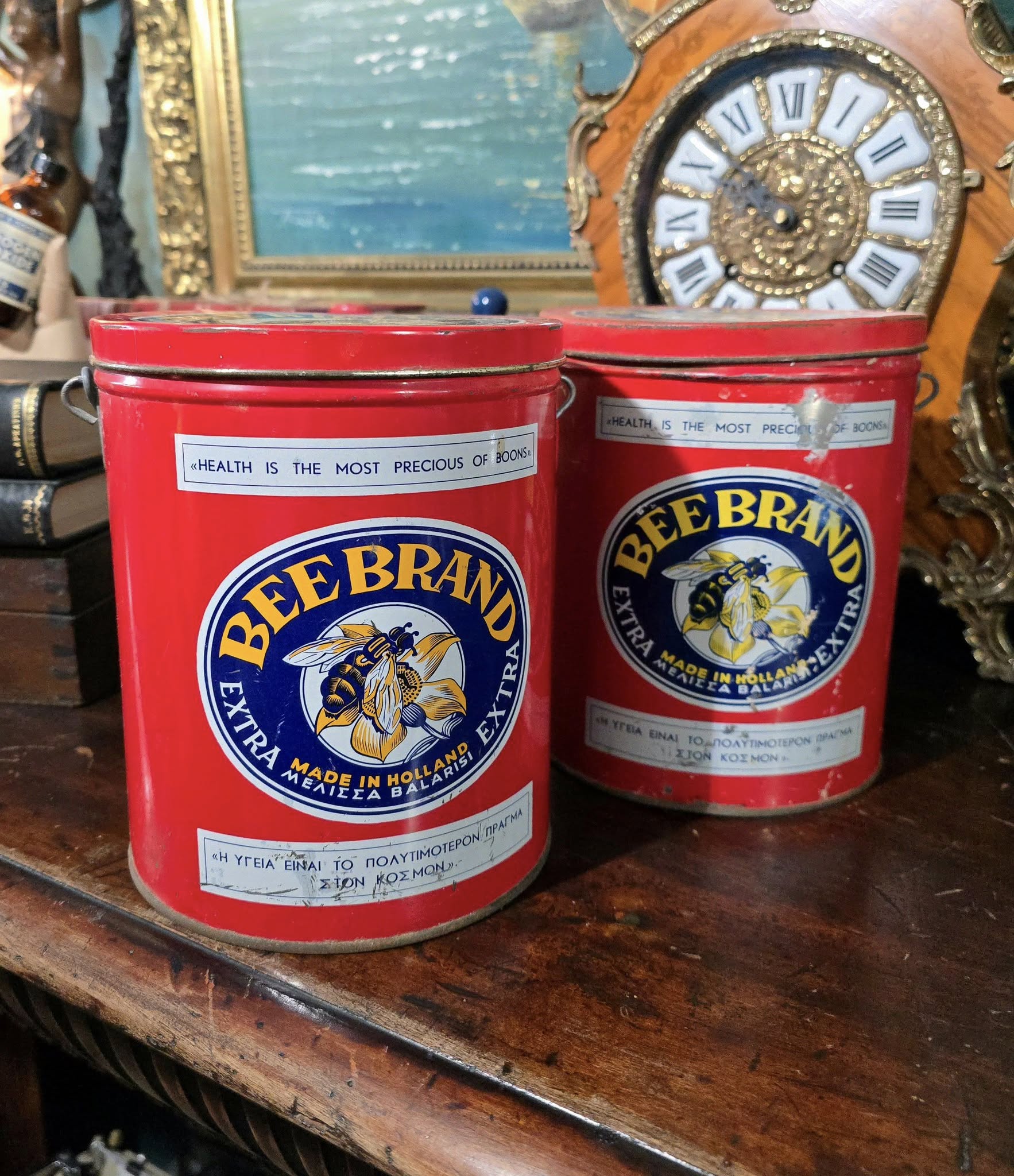 Vintage large Bee brand "Μέλισσα" tins