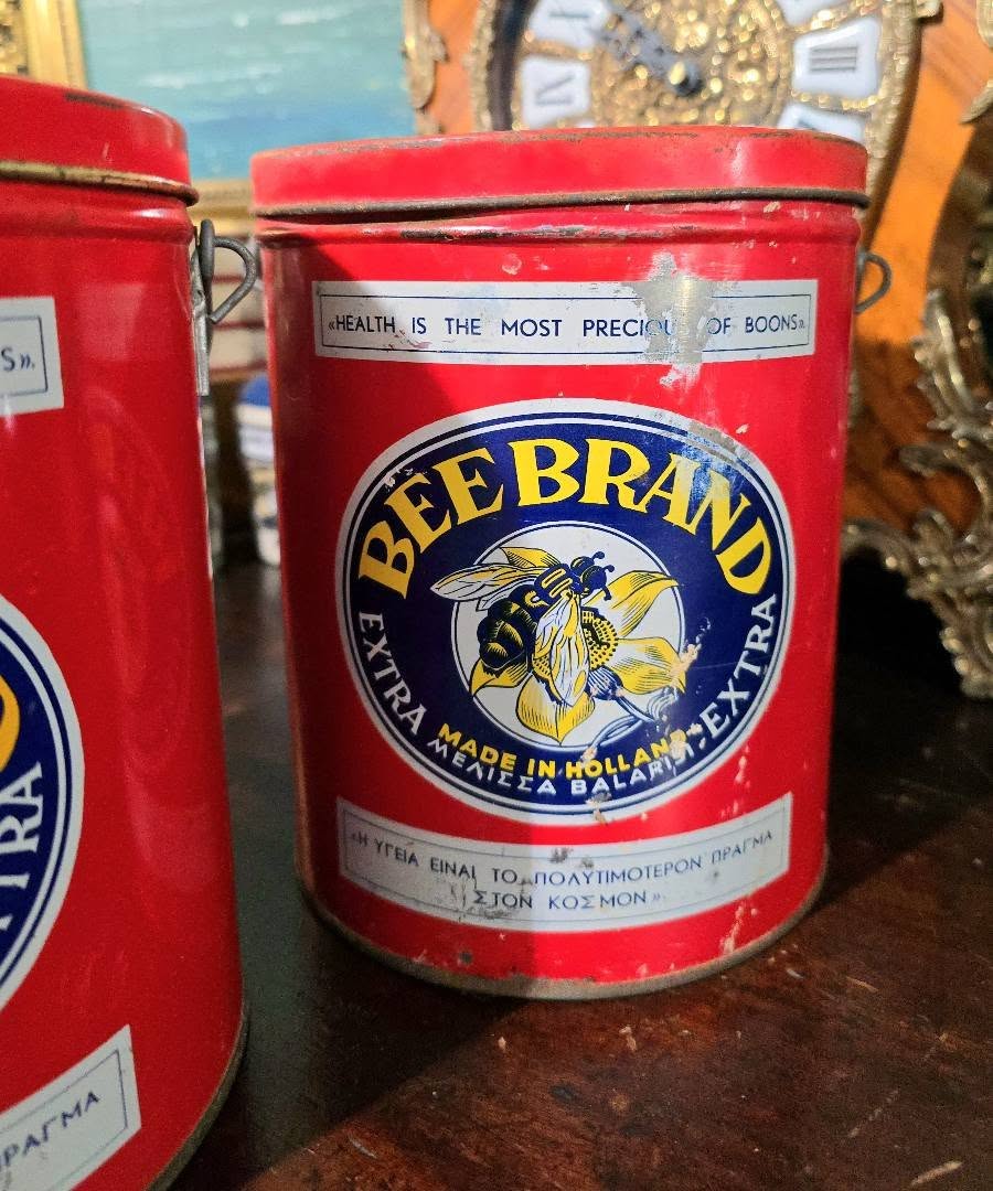 Vintage large Bee brand "Μέλισσα" tins