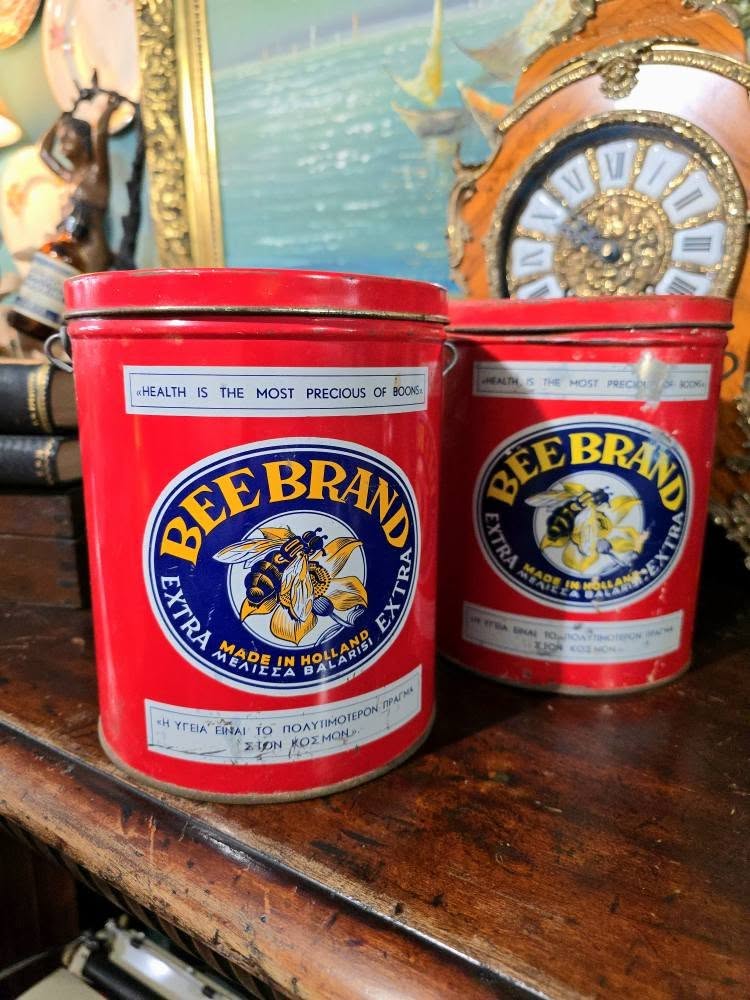 Vintage large Bee brand "Μέλισσα" tins