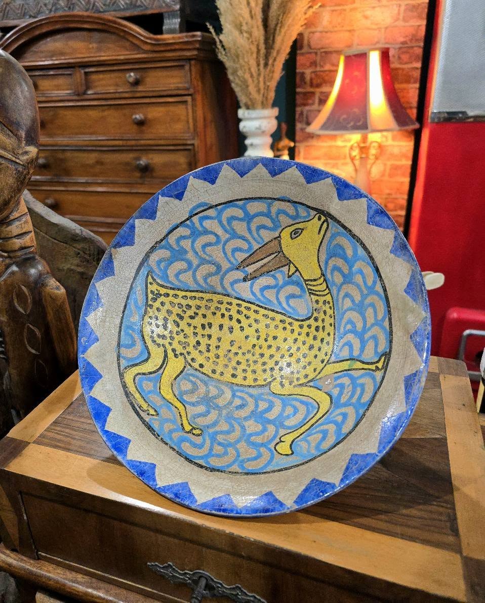 Antique Khorasan Glazed Ceramic Painted Bowl