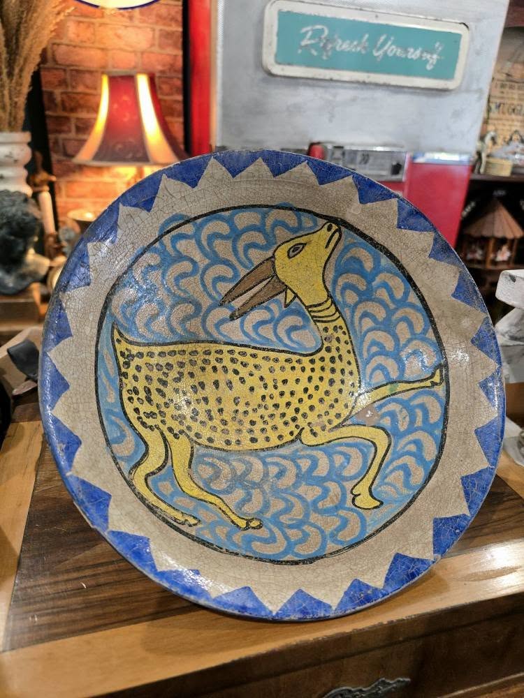 Antique Khorasan Glazed Ceramic Painted Bowl