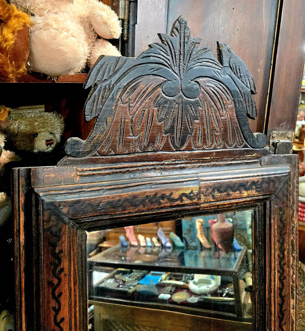 Antique hand carved wooden Cyprus mirror