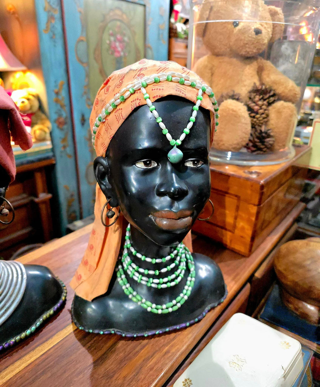 Vintage African Tribal Woman Head Statues