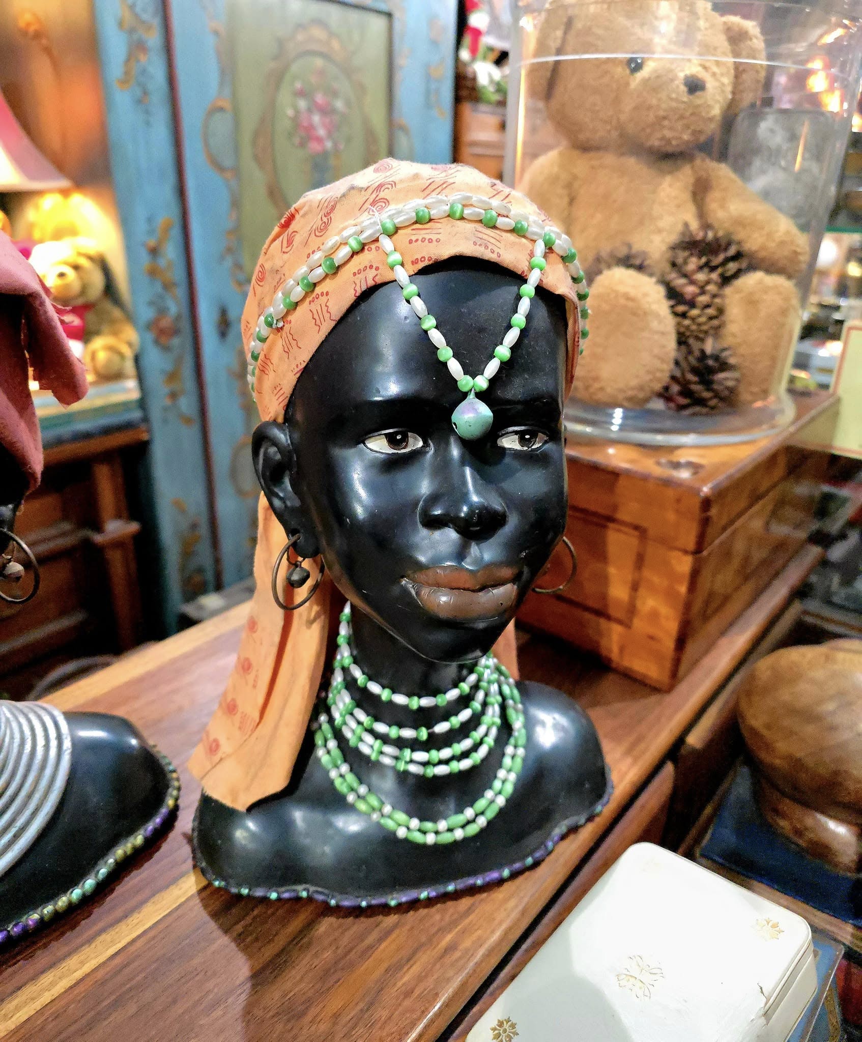 Vintage African Tribal Woman Head Statues