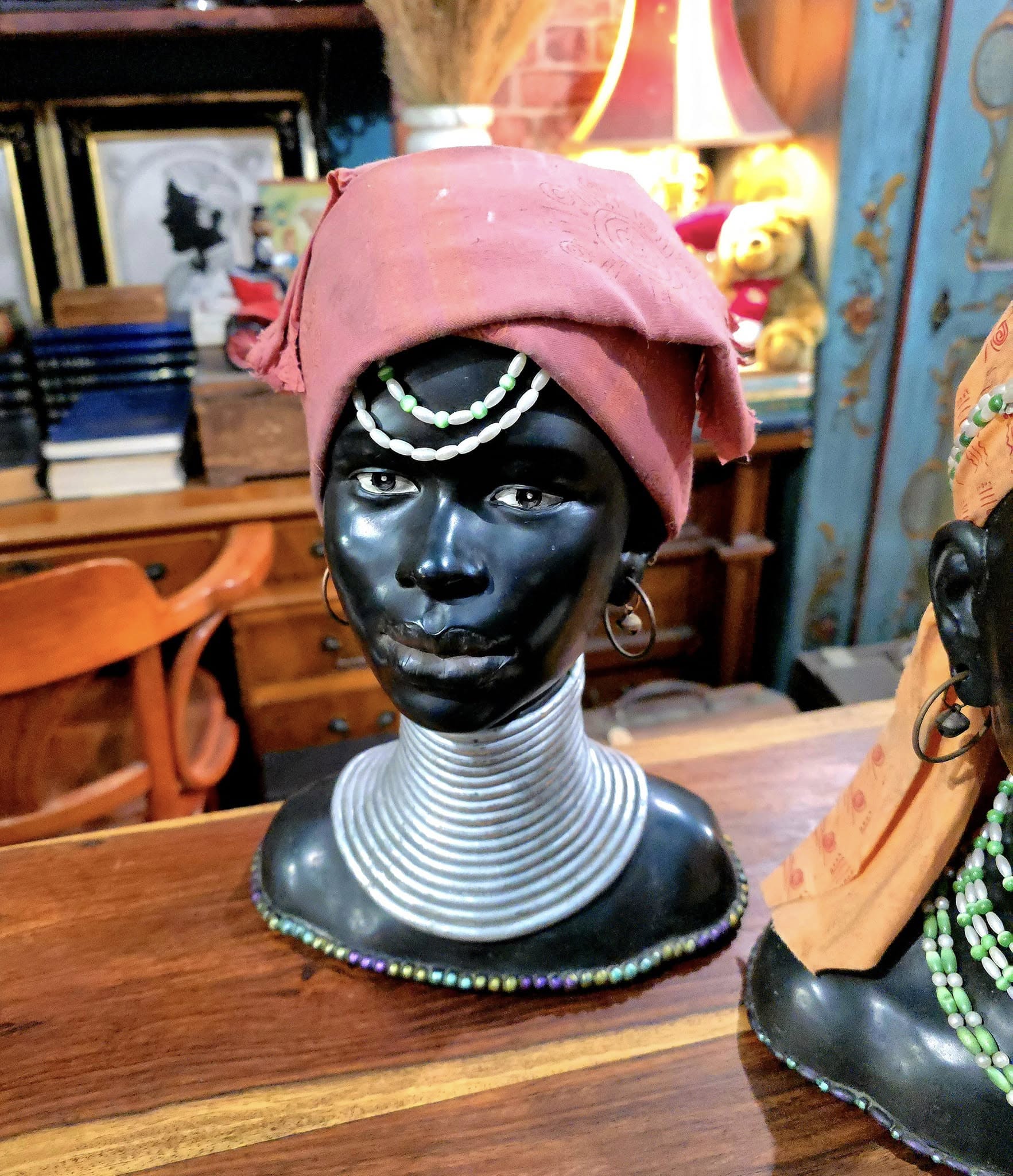 Vintage African Tribal Woman Head Statues