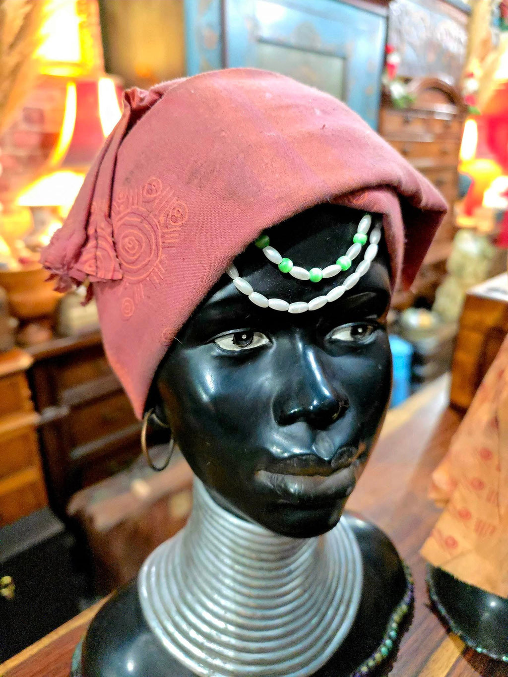 Vintage African Tribal Woman Head Statues