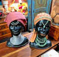 Vintage African Tribal Woman Head Statues