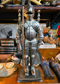 Antique Beautiful Victorian ornate knight soldier cast iron medieval theme fireplace set