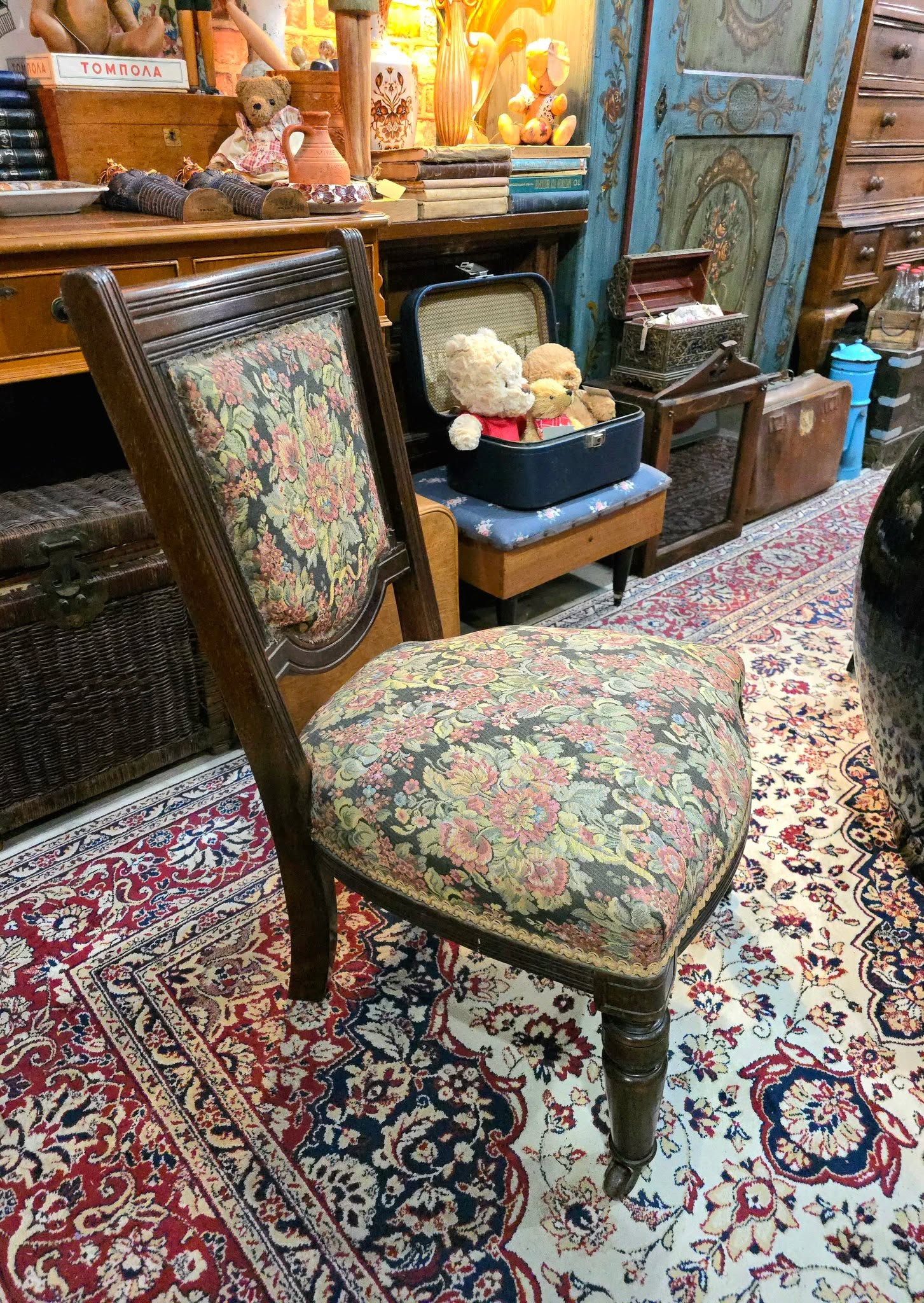 Antique Carved Walnut Nursery Side Chair