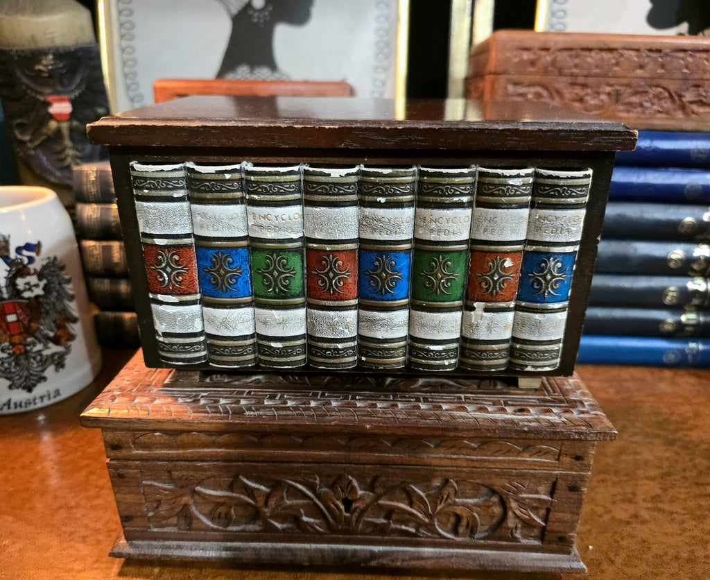 Antique beautiful carved wooden jewelry box