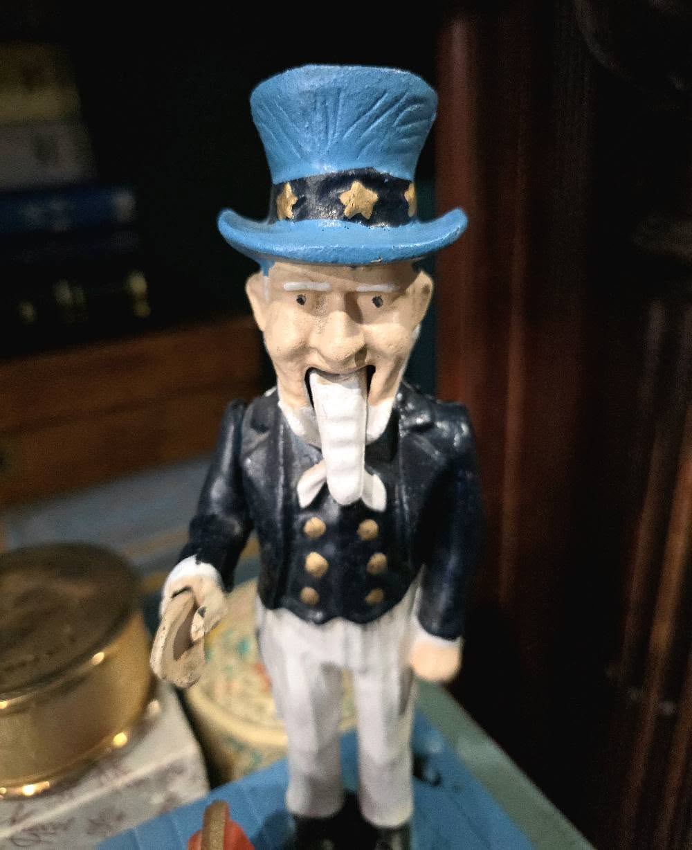 Vintage Uncle Sam Cast Iron Mechanic Coin Bank