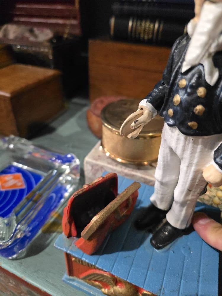Vintage Uncle Sam Cast Iron Mechanic Coin Bank