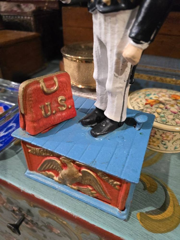 Vintage Uncle Sam Cast Iron Mechanic Coin Bank