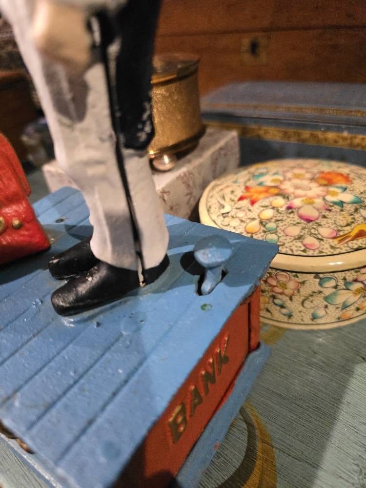 Vintage Uncle Sam Cast Iron Mechanic Coin Bank