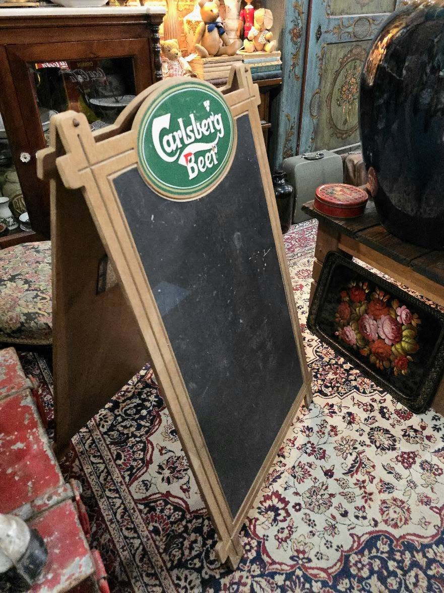 Vintage large wooden Carlsberg beer double side chalkboard shop display