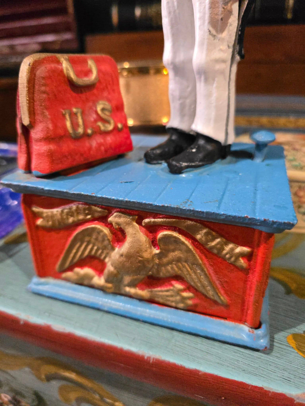 Vintage Uncle Sam Cast Iron Mechanic Coin Bank