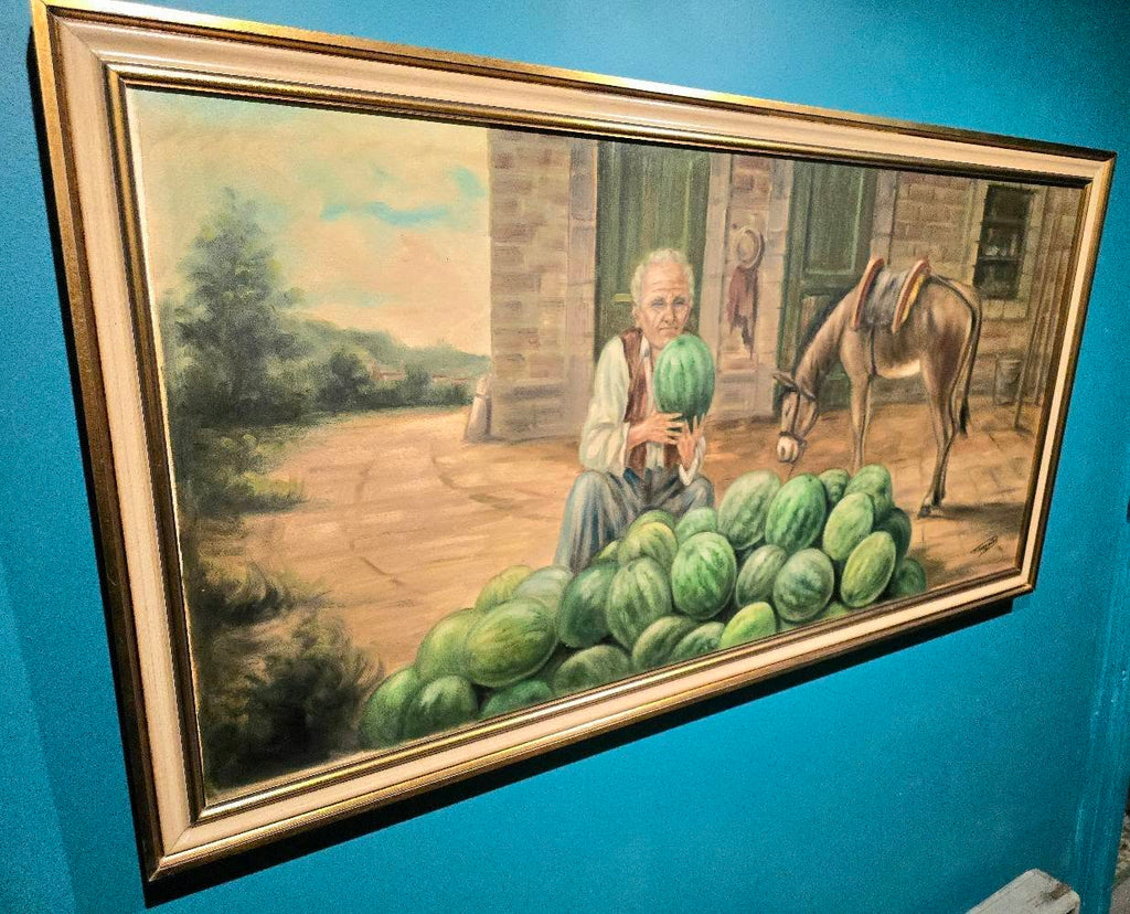 Vintage large handpainted Cyprus signed painting