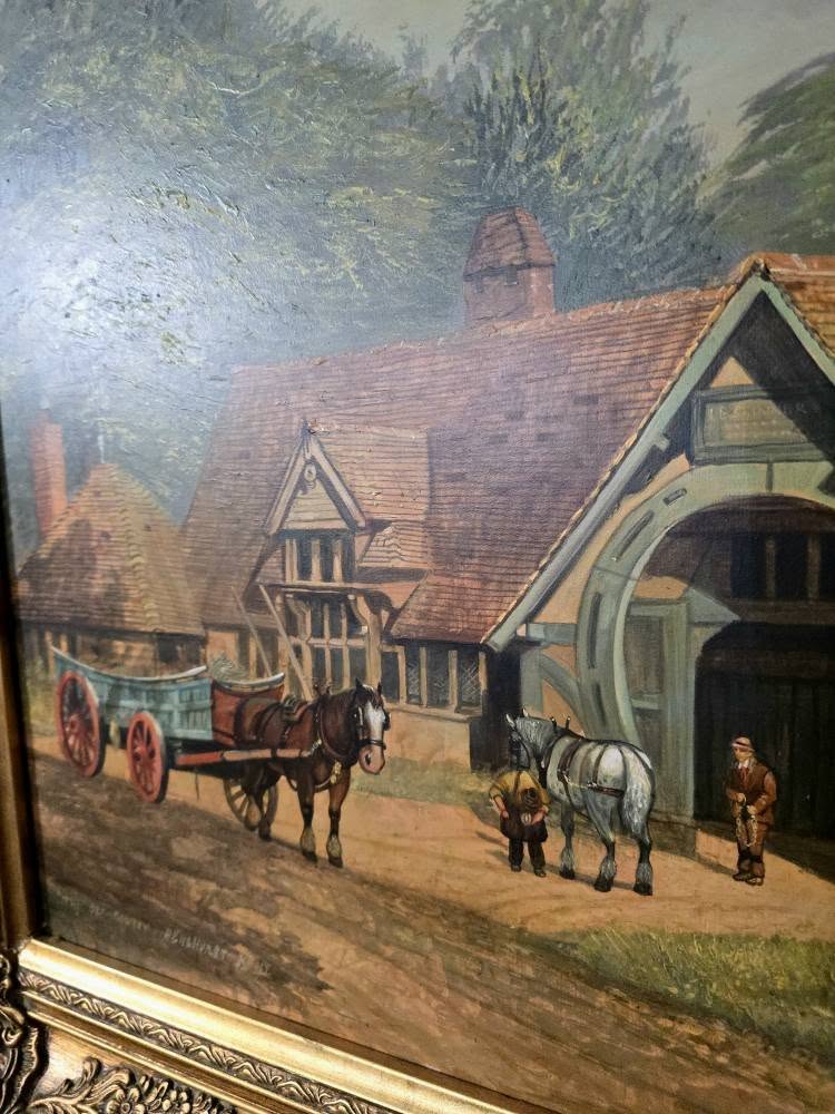 Vintage beautiful ornate signed painting "THE OLD SMITHEY PENSHURST KENT"