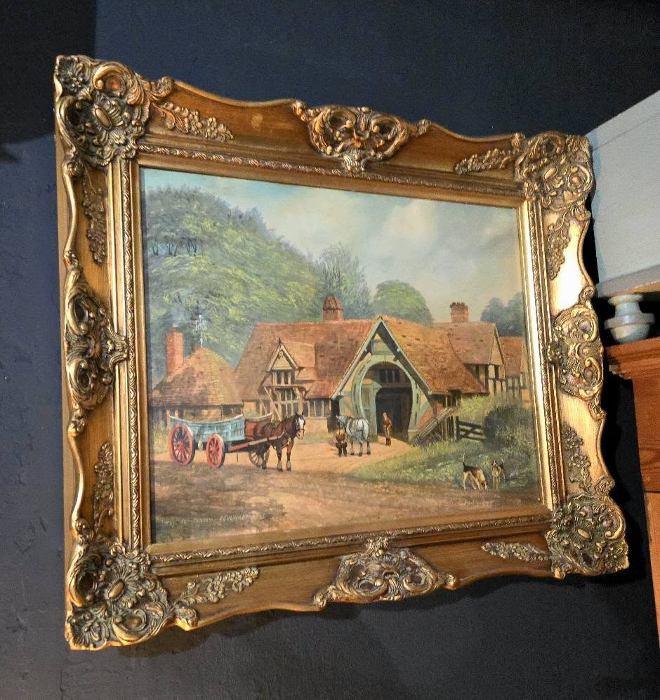 Vintage beautiful ornate signed painting "THE OLD SMITHEY PENSHURST KENT"