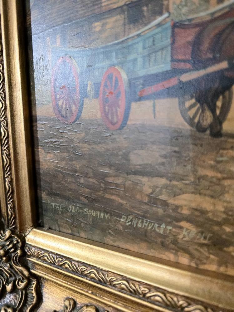 Vintage beautiful ornate signed painting "THE OLD SMITHEY PENSHURST KENT"