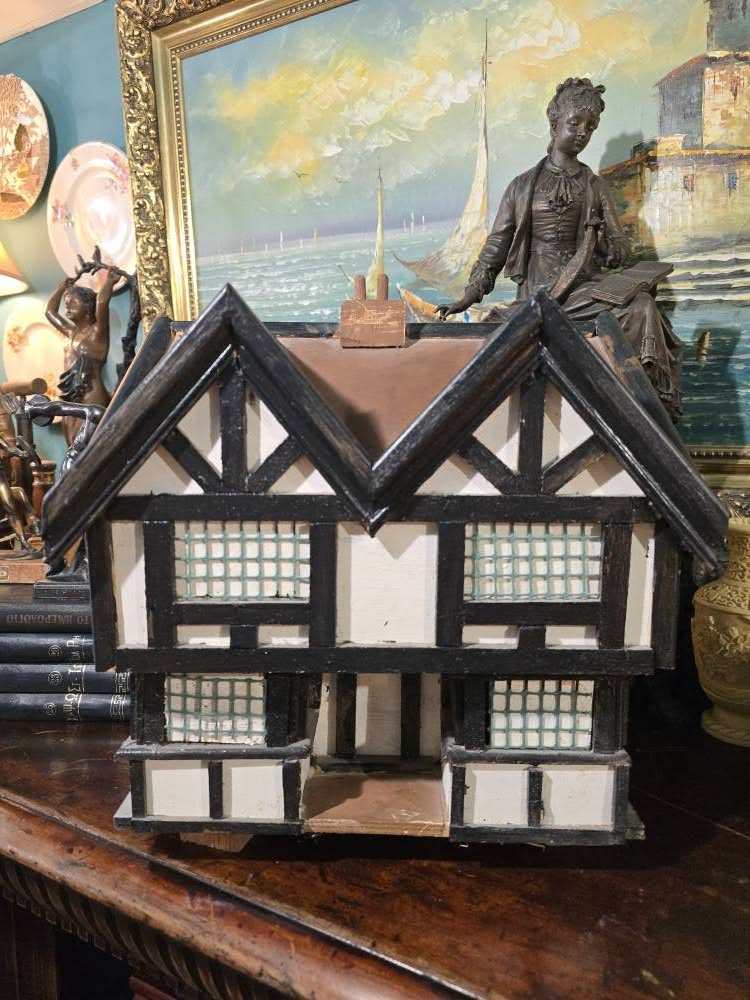 Vintage handmade wooden display tudor house