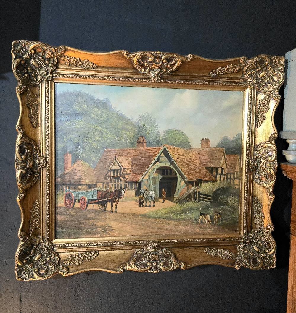 Vintage beautiful ornate signed painting "THE OLD SMITHEY PENSHURST KENT"