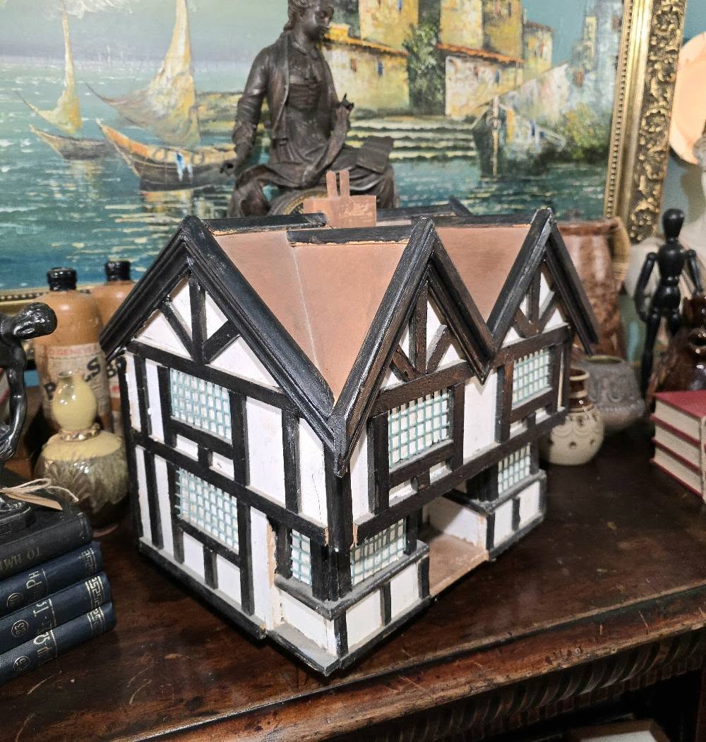 Vintage handmade wooden display tudor house
