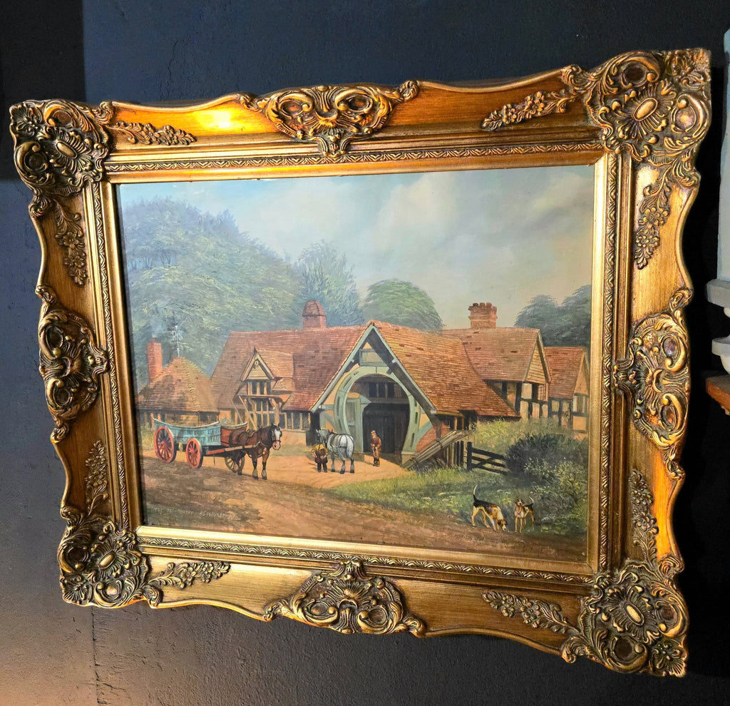 Vintage beautiful ornate signed painting "THE OLD SMITHEY PENSHURST KENT"