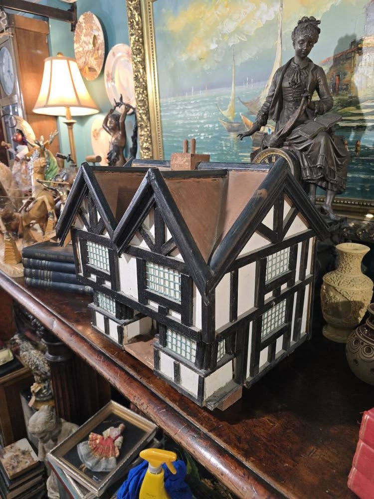 Vintage handmade wooden display tudor house