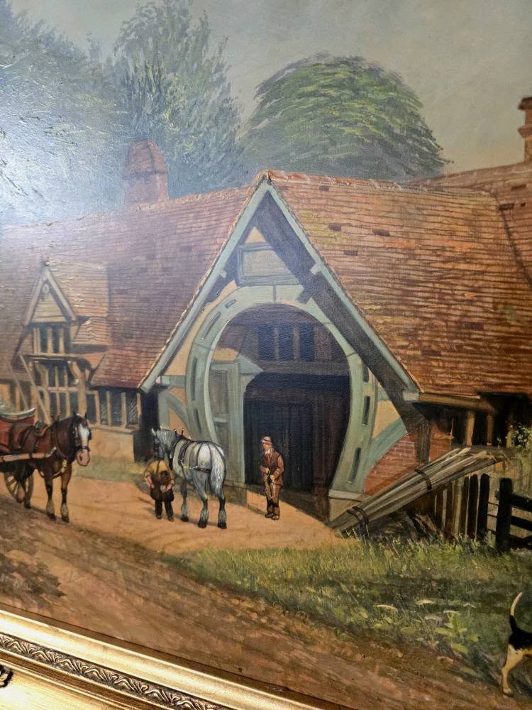 Vintage beautiful ornate signed painting "THE OLD SMITHEY PENSHURST KENT"