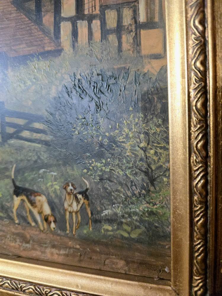 Vintage beautiful ornate signed painting "THE OLD SMITHEY PENSHURST KENT"