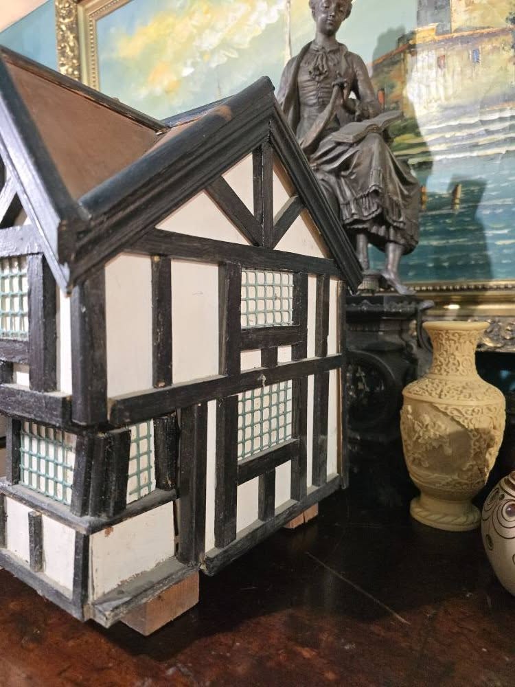 Vintage handmade wooden display tudor house