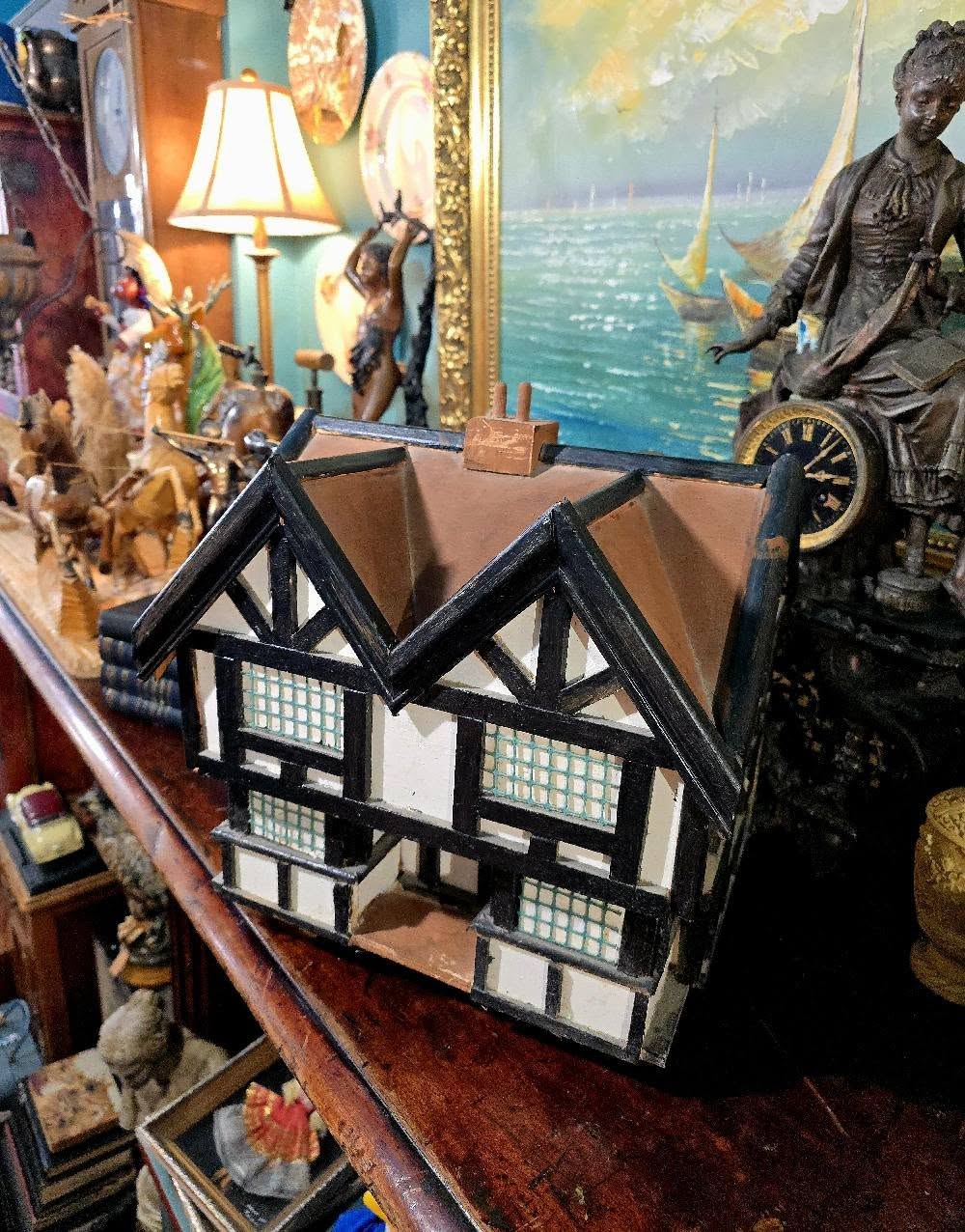 Vintage handmade wooden display tudor house