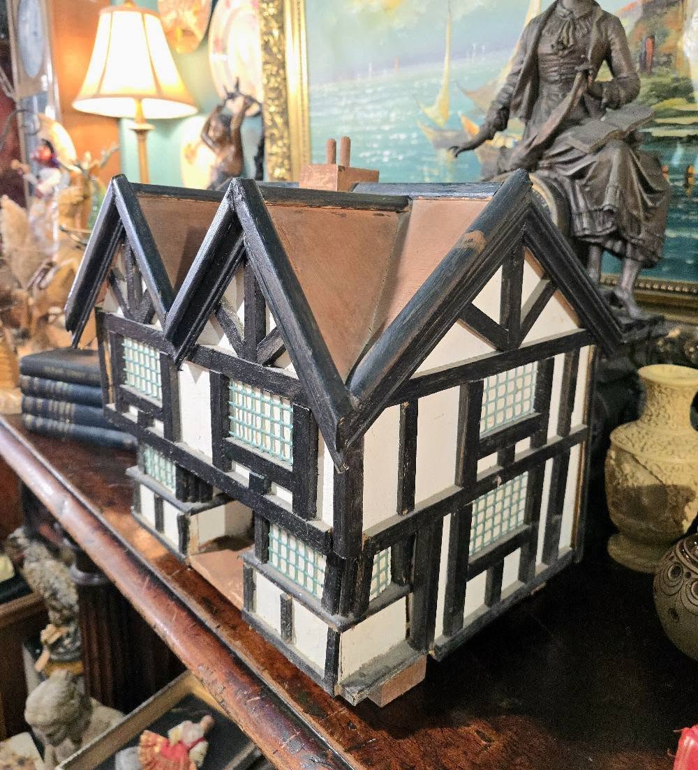 Vintage handmade wooden display tudor house