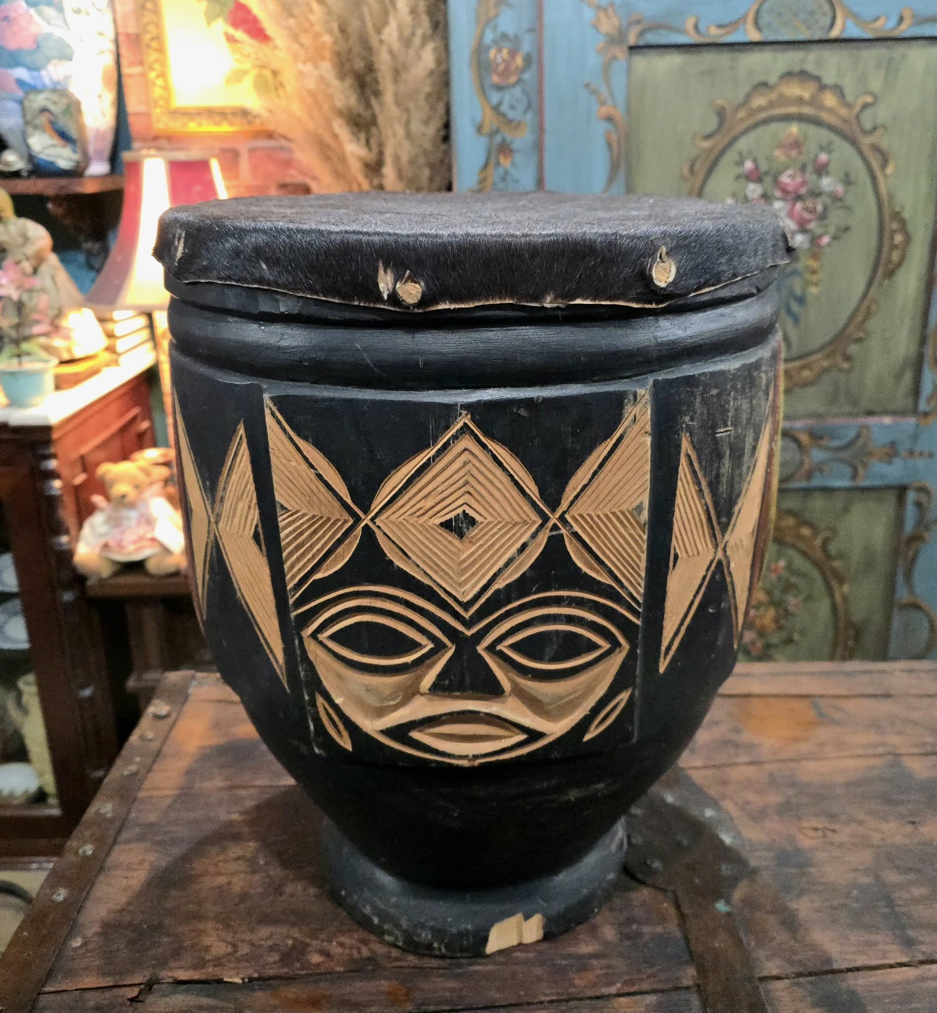 Vintage African Handmade drum