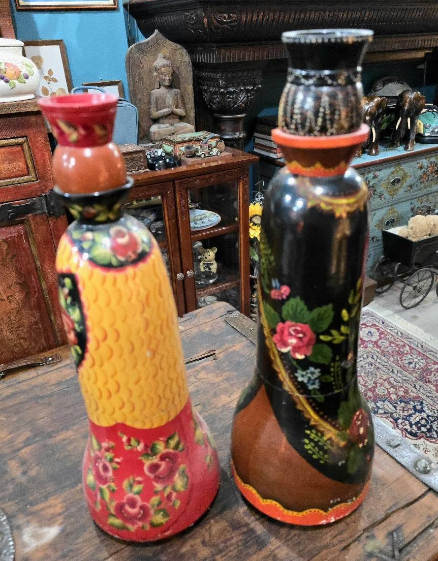 Vintage handpainted Balalaika wooden figures