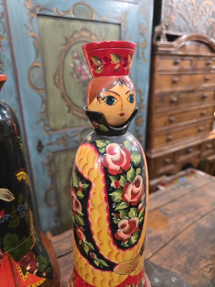 Vintage handpainted Balalaika wooden figures