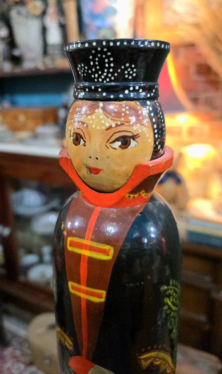 Vintage handpainted Balalaika wooden figures