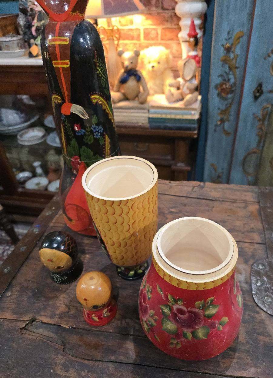 Vintage handpainted Balalaika wooden figures