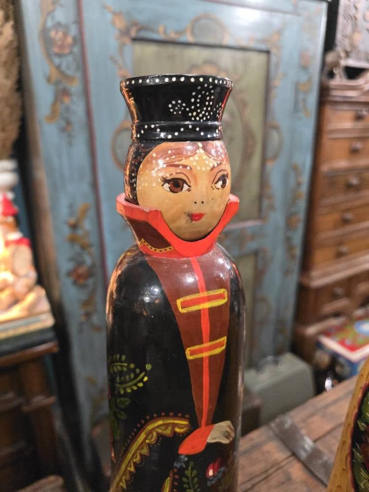 Vintage handpainted Balalaika wooden figures