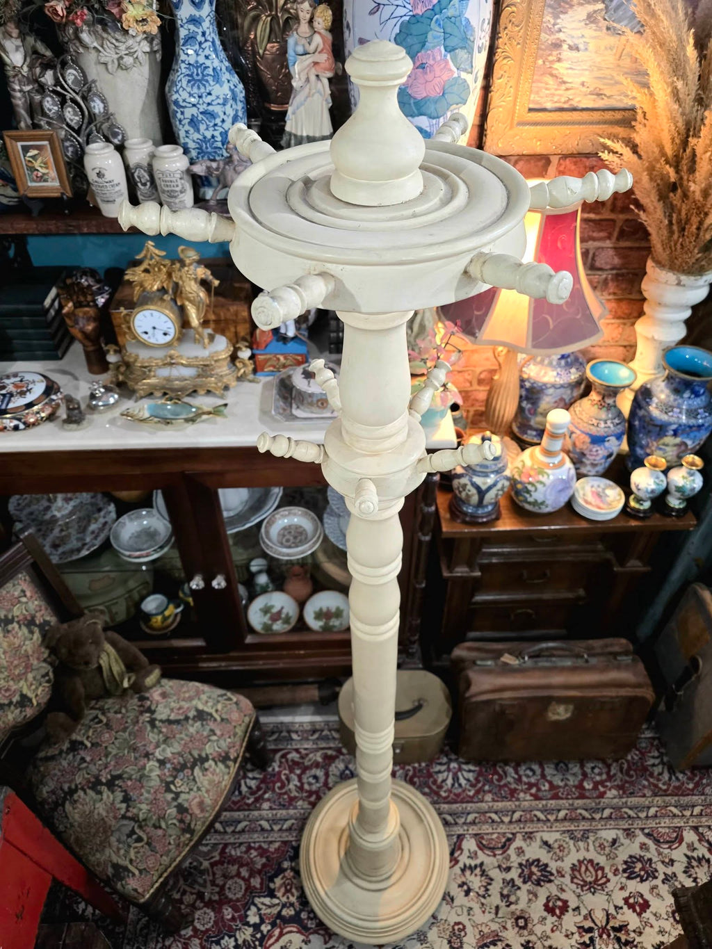 Vintage country wooden painted coat stand