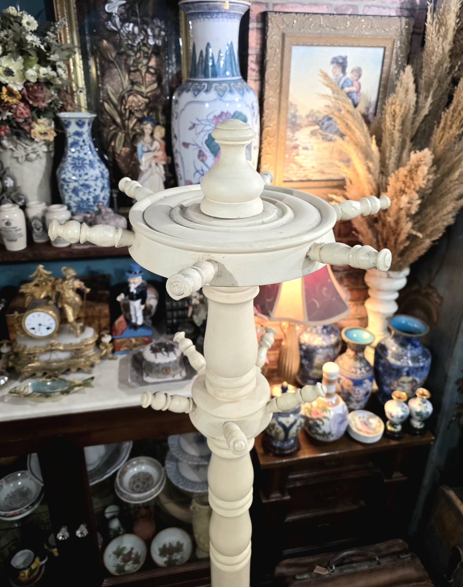 Vintage country wooden painted coat stand
