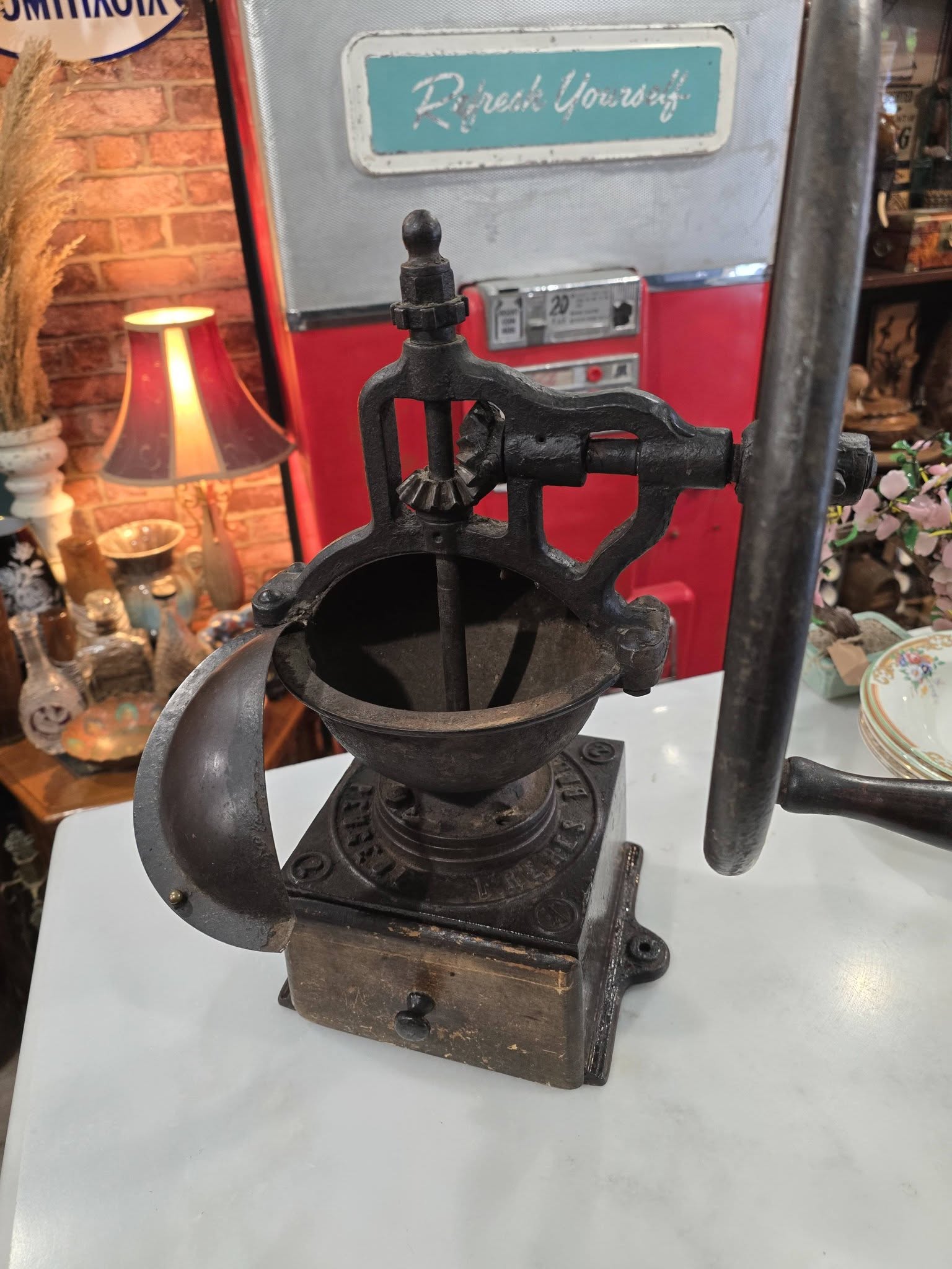 Antique cast iron Peugeot coffee grinder
