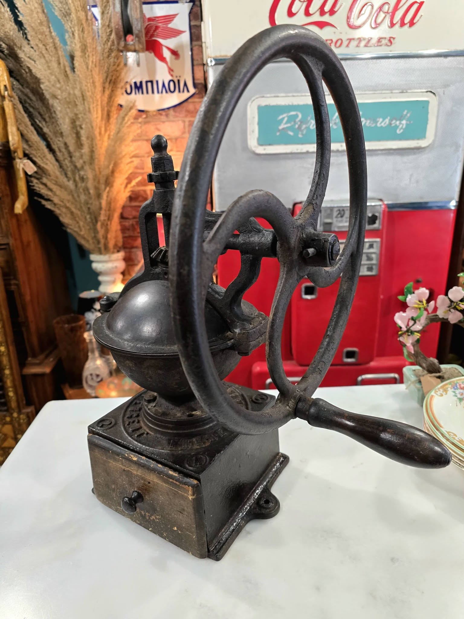 Antique cast iron Peugeot coffee grinder